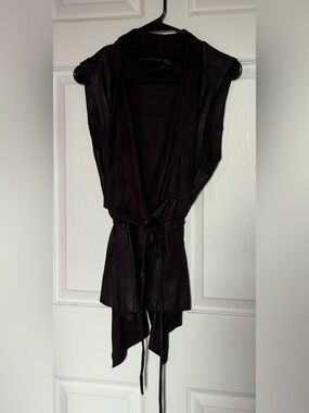 Zara Black Sleeveless Drape Front Tie-Waist Vest